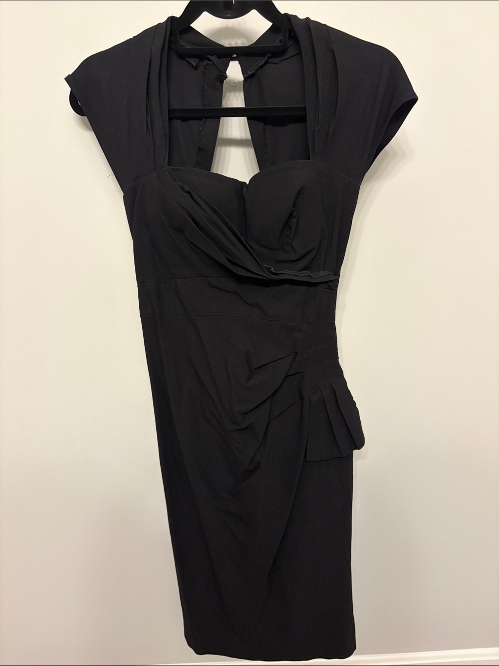 Stop Staring Black Midi Wiggle Dress with Sweetheart Neckline - Picture 2 of 4